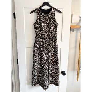 Banana Republic Leopard Print‎ Sleeveless Jumpsuit Petite 2 Brown Animal Print